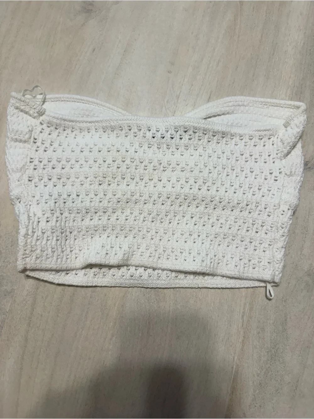 American Eagle Outfitters Cream Crochet Strapless Bandeau